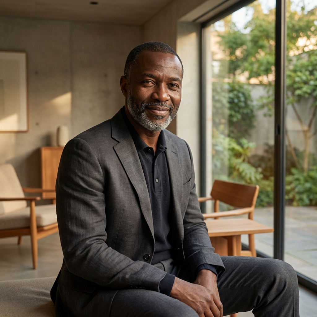 A discerning man in a focused environment